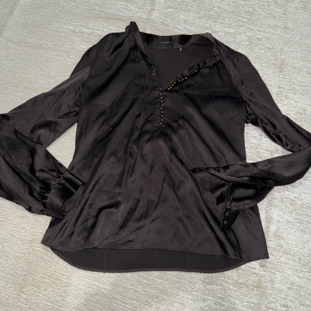 Silk black button up blouse